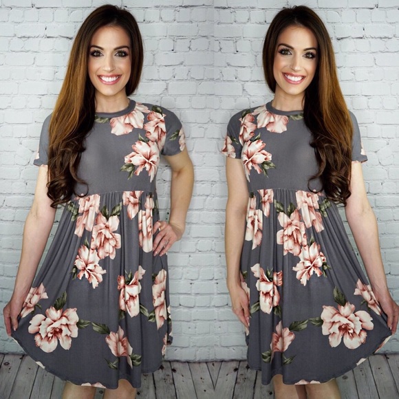 ValMarie Dresses & Skirts - 🛍LAST 1! Floral Passion Grey blush floral dress